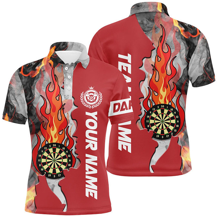 FUNSTUFFPRINT Personalized Red Darts Board Fire Flame Smoke Men Darts   Polo Shirt Size S-5XL