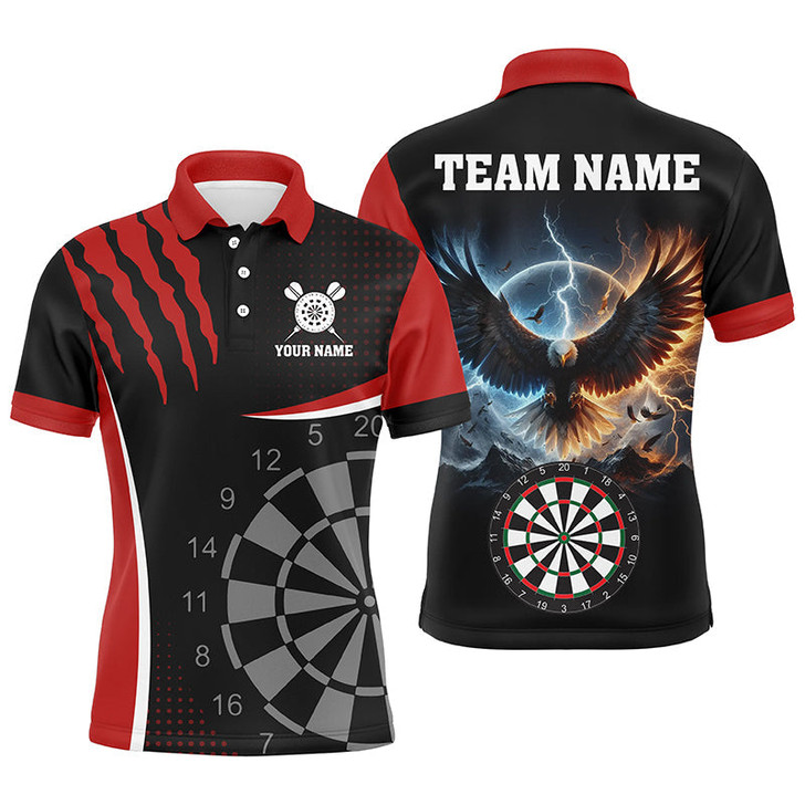FUNSTUFFPRINT  Personalized 3D Eagle Darts Board Thunder Lightning Men Dart  Polo Shirt Size S-5XL
