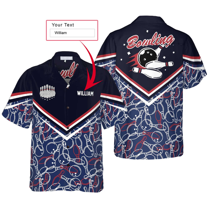 Custom Bowling Pattern Custom Name Hawaiian Shirt, Personalized Colorful Summer Aloha Shirt For Men Women, Perfect Gift For Friend, Family, Bowling Lovers
