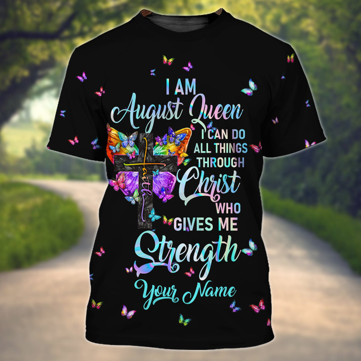 FUNSTUFFPRINT August Queen - Personalized Name 3D Tshirt 3D T-shirt
