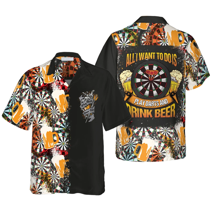 Play Darts And Drink Beer Aloha Hawaiian Shirt For Summer, Colorful Hawaiian Shirt Outfit For Men Women, Friend, Team, Darts Beer Lovers
