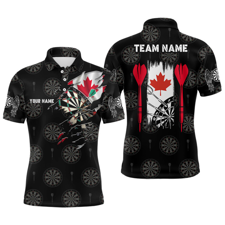 FUNSTUFFPRINT  Personalized Canada Flag Mens Darts Polo Shirt Custom Patriotic Darts    Polo Shirt Size S-5XL