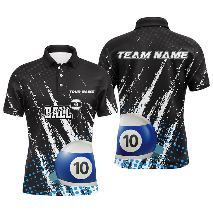 FUNSTUFFPRINT Grunge 10 Ball Pool Sport Jerseys Custom Men Billiard   Polo Shirt Size S-5XL