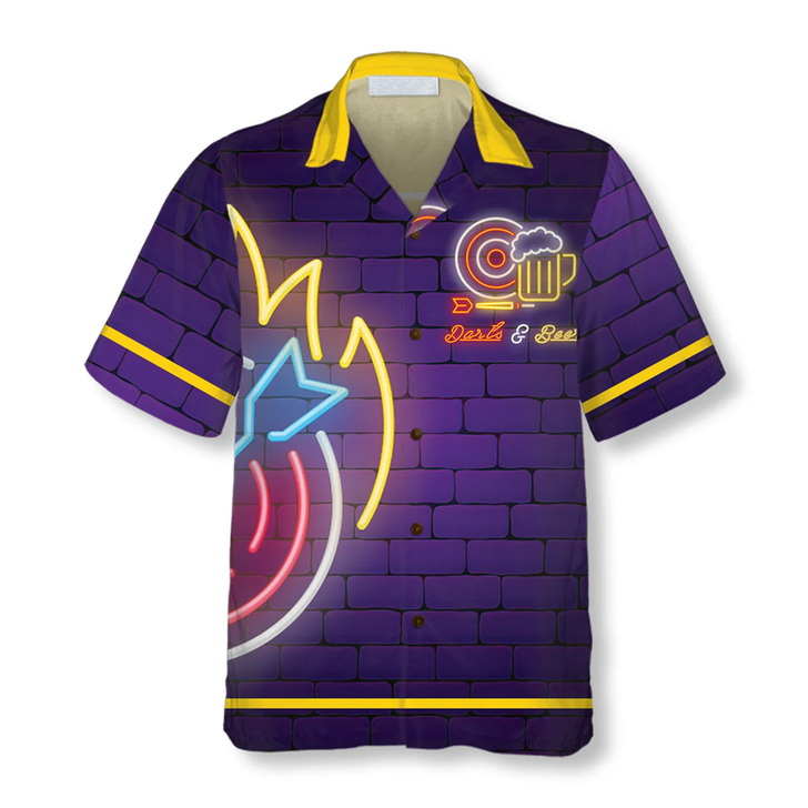 Dart Neon Cyper Hawaiian Shirt, 3D All Over Print Dart and Beer Hawaiian Shirt