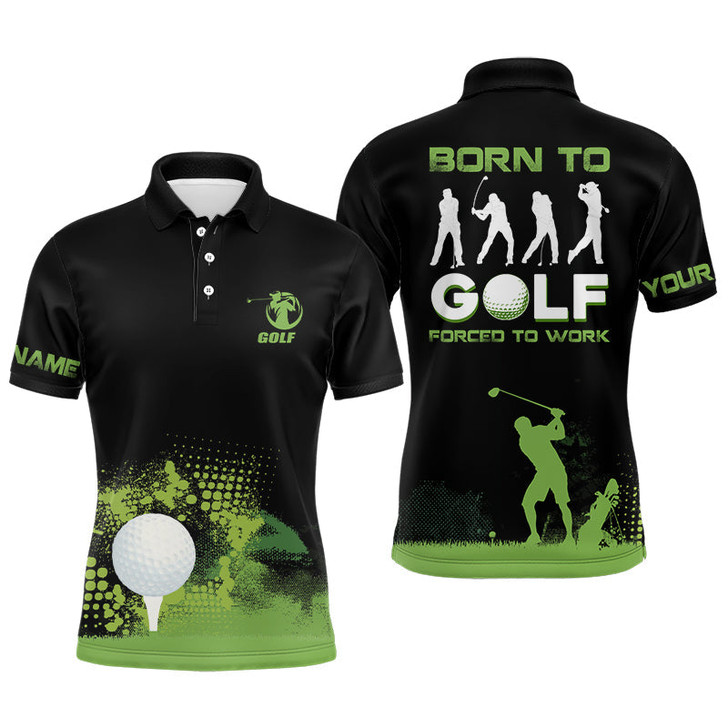 FUNSTUFFPRINT  Grunge Graphic Mens Golf Polo Shirt, Green Wet Paint Black Golf Shirts For Men, Best Golf Gifts  Polo Shirt Size S-5XL