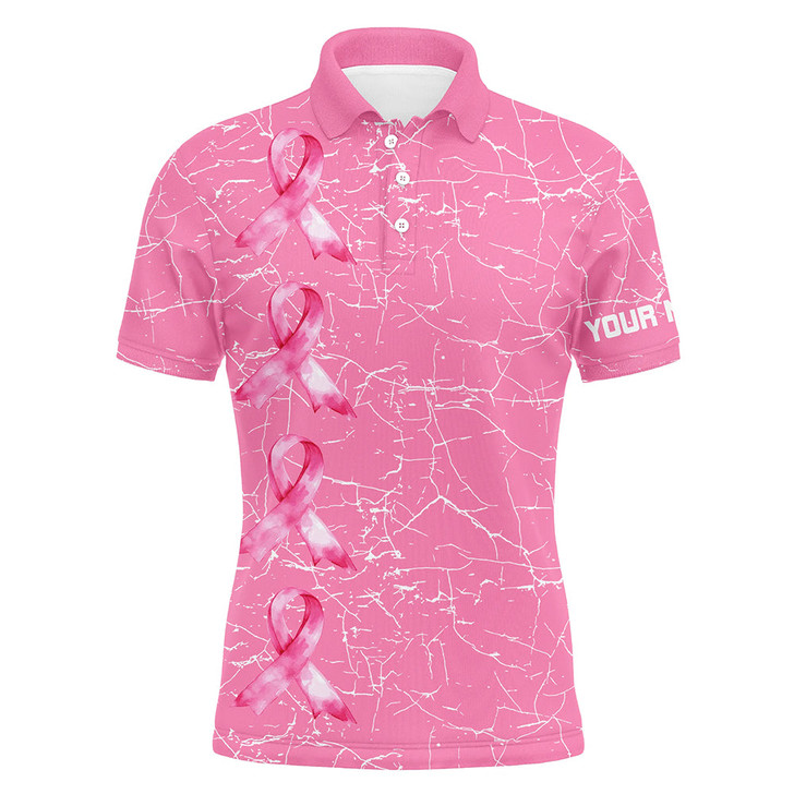 FUNSTUFFPRINT Breast Cancer Awareness golf shirts custom Mens golf polos shirts, pink ribbon golf   Polo Shirt Size S-5XL