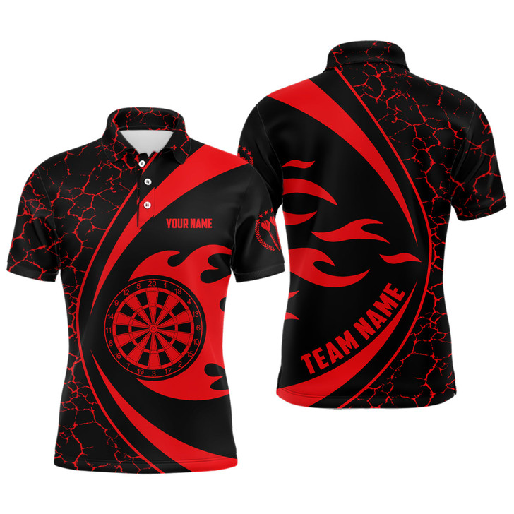 FUNSTUFFPRINT Personalized Red Fire Flame Darts Men Polo Shirt Darts   Polo Shirt Size S-5XL