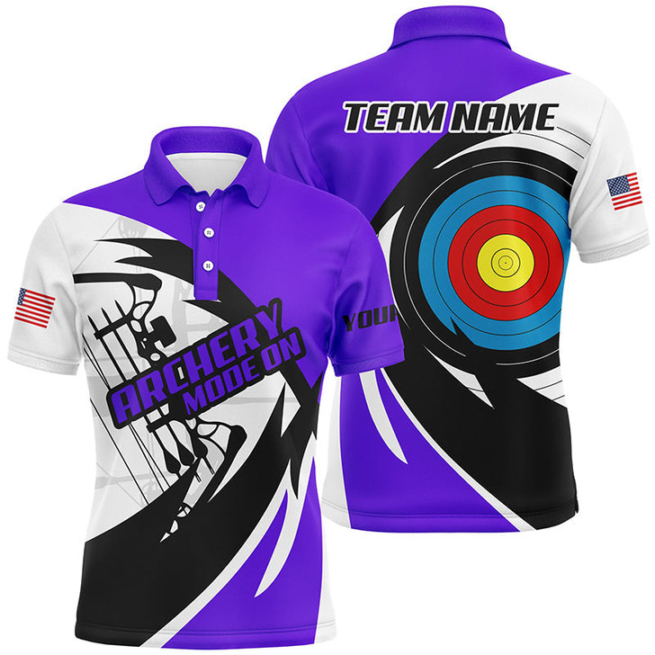 FUNSTUFFPRINT Personalized Purple Archery Jerseys Men   Polo Shirt Size S-5XL