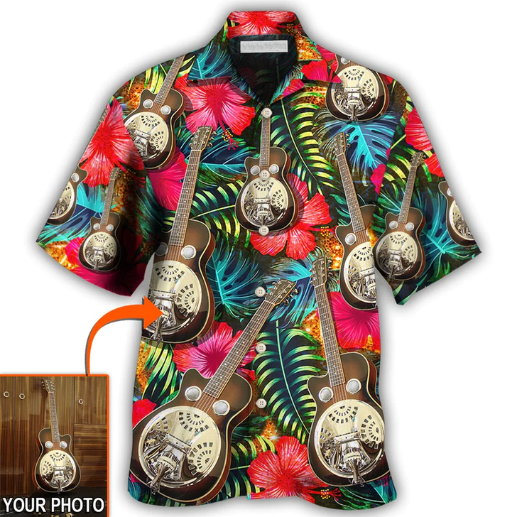 Custom Guitar Various Style Tropical Custom Photo Hawaiian Shirt, Personalized Your Guitar Photo