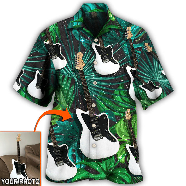 Custom Guitar Various Style Tropical Custom Photo Hawaiian Shirt, Personalized Your Guitar Photo