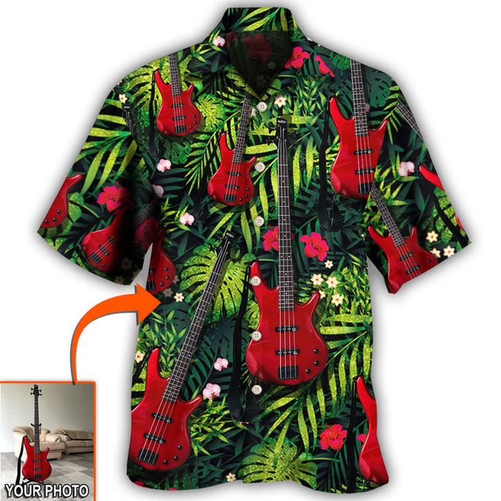 Custom Guitar Various Style Tropical Custom Photo Hawaiian Shirt, Personalized Your Guitar Photo