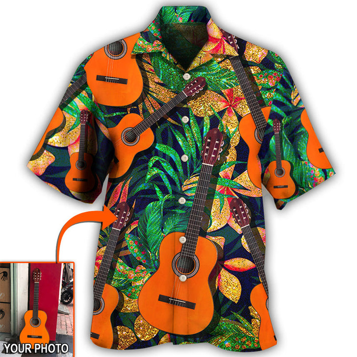Custom Guitar Various Style Tropical Custom Photo Hawaiian Shirt, Personalized Your Guitar Photo