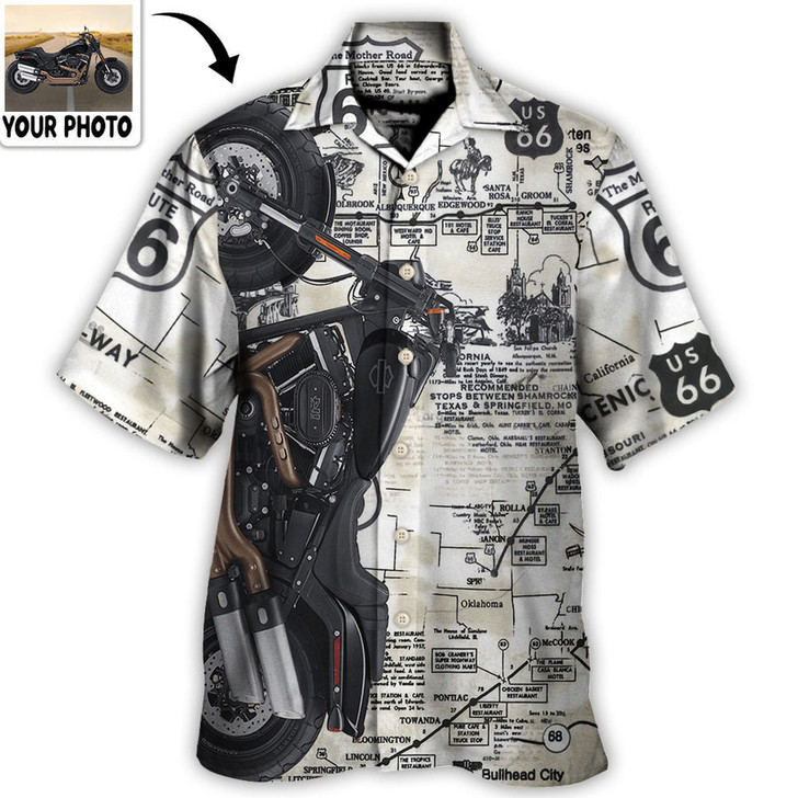Motorcycle Biker Happy Ride No Road Is To Long Custom Photo - Hawaiian Shirt Coolspod