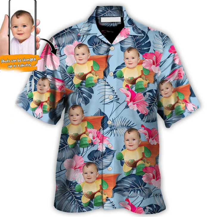 Custom Dinosaur Funny Tropical Style Custom Photo - Hawaiian Shirt - Personalized Photo Gifts, Gift for Men Women