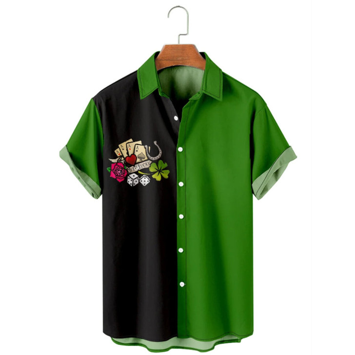 Simple St. Patrick's Day Clover hawaiian shirt, Lucky Patrick's day, Irish hawaiian shirt