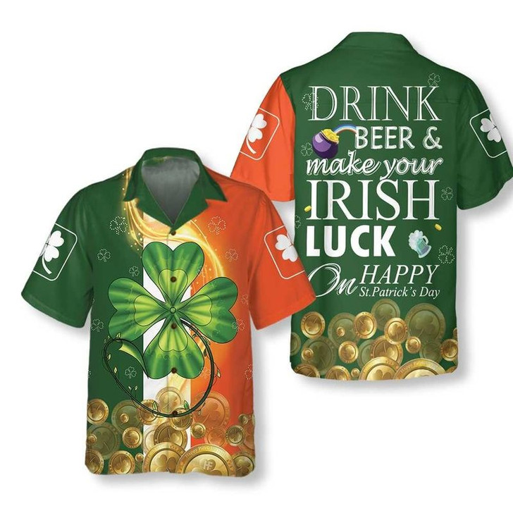 Hawaiian Aloha Shirts St Patrick's Day Beer And Irish Luck, St Patrick's Day Hawaiian shirt