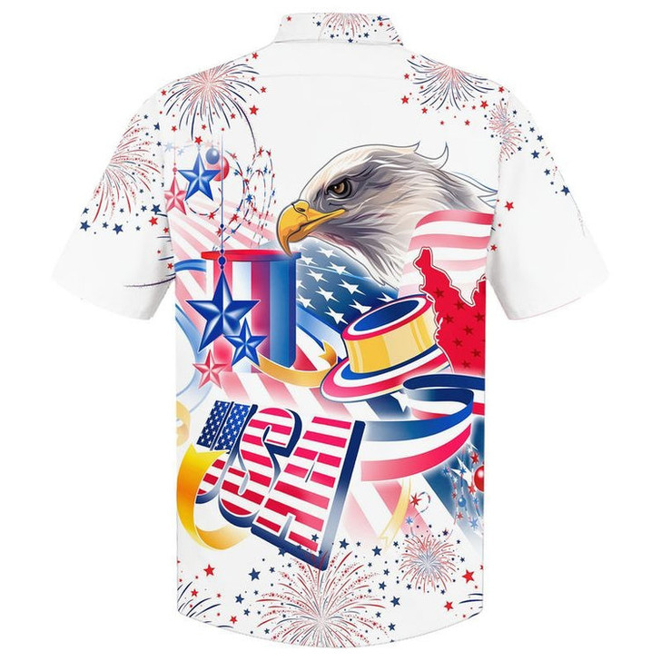 Cool Hawaiian Shirt With Usa Eagle Independence's Day Aloha Short Sleeve Hawaii Shirt For 4Th Of July