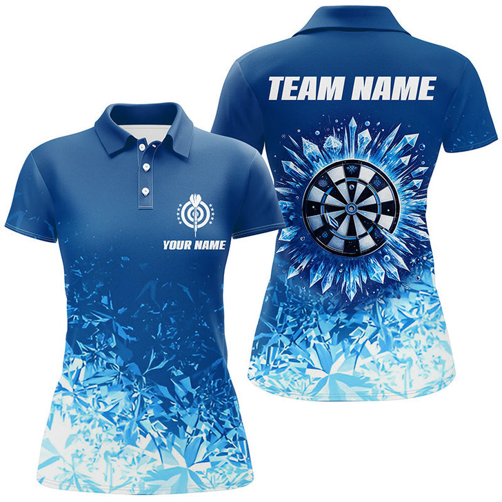 Custom Personalized Icy Blue Darts Polo Shirt Custom Cool Darts Shirt For Women Dart Jerseys LDT1442
