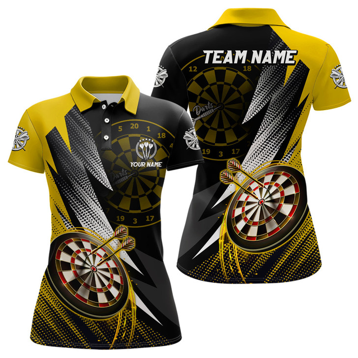Custom Personalized Yellow Black Women Darts Polo Shirt Custom Darts Shirt For Women Team Jerseys LDT1325