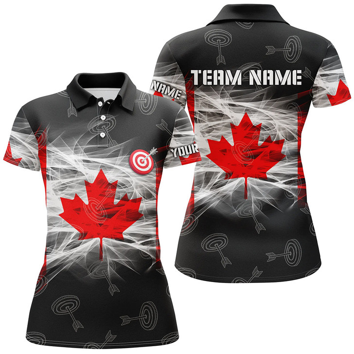 Custom Personalized Archery Canada Flag Polo Shirts For Women Custom Canadian Archery Shirts For Patriot TDM0710