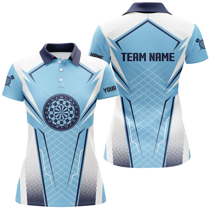 Custom Blue White Womens Darts Polo Shirt Customized Darts Shirt For Women Dart Team Jerseys LDT1437