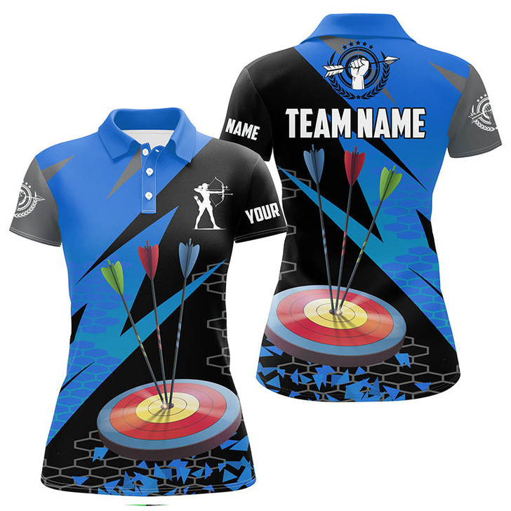 Custom Personalized Archery Arrows 3d Polo Shirts For Women Custom Hunting Bow Archery Jerseys Shirts |Blue TDM1236