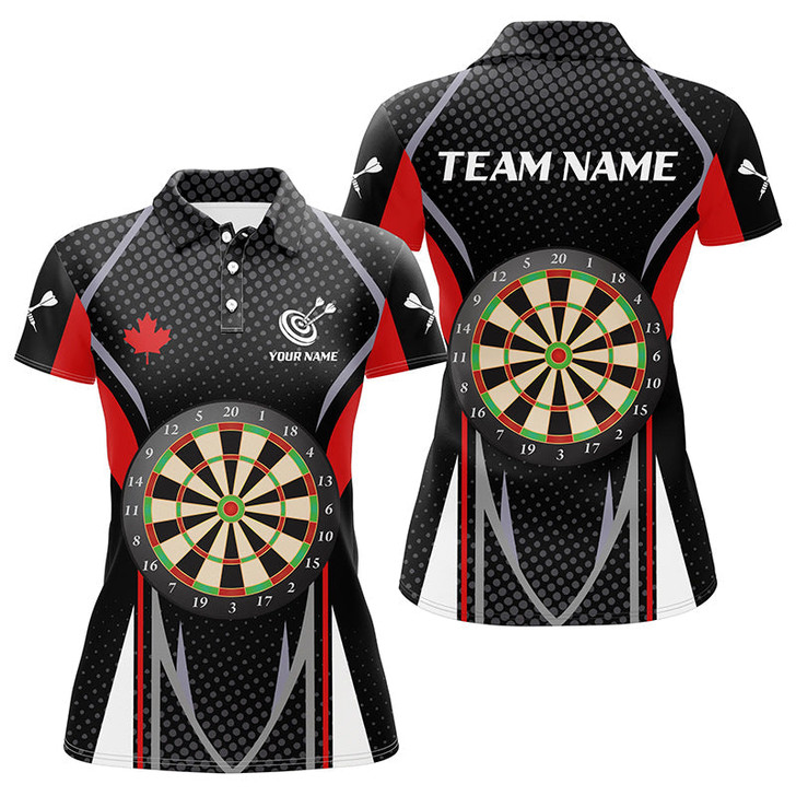 Custom Personalized Dart Board Canadian Flag Dart Polo Shirts For Women Custom Patriotic Canada Dart Shirts TDM1198