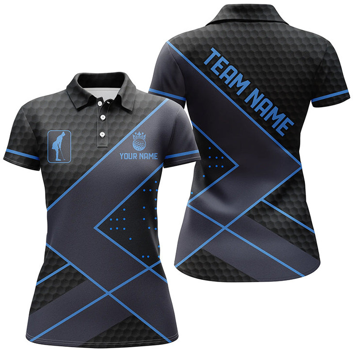 Custom Black And Blue Womens Golf Polo Shirts Custom Golf Apparel For Women, Personalized Ladies Golf Gifts Nqs8000