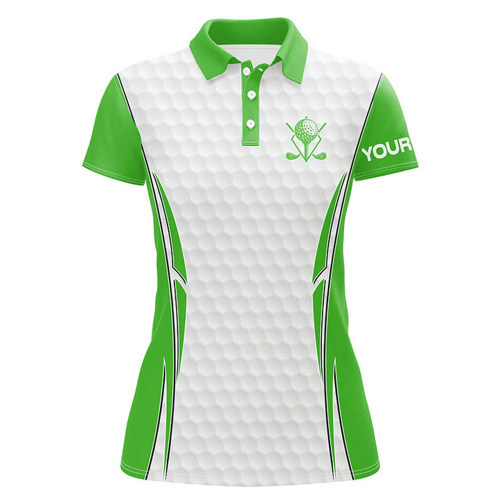 Custom Green and White golf ball Womens golf polo shirts custom golf clothing for women, gifts for ladies NQS7872