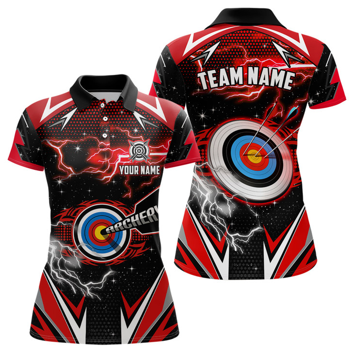 Custom Archery 3d Target Red Jersey For Women Custom Name Archery Polo Shirts Team League Archery Shirts TDM1024