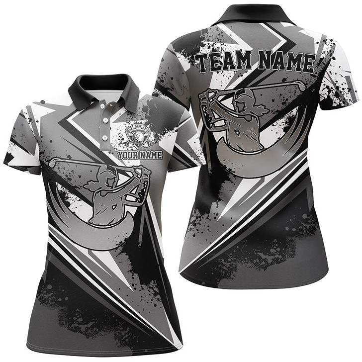 Custom Womens Golf Polo Shirt Custom Black And White Female Golf Attire For Women, Ladies Golf Tops Nqs7365