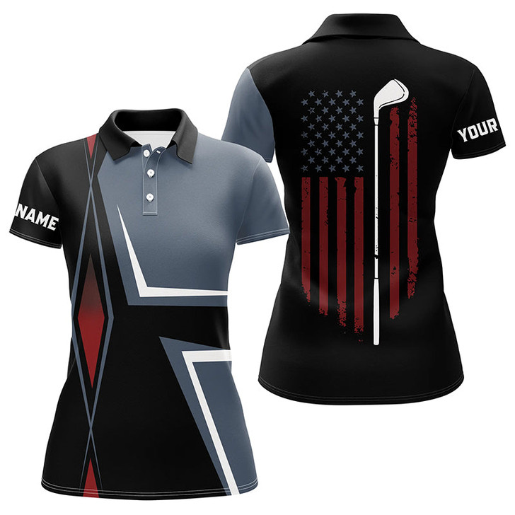 Custom American Flag Womens golf polo shirts custom golf club golf outfit women, golf shirts for lady NQS7357