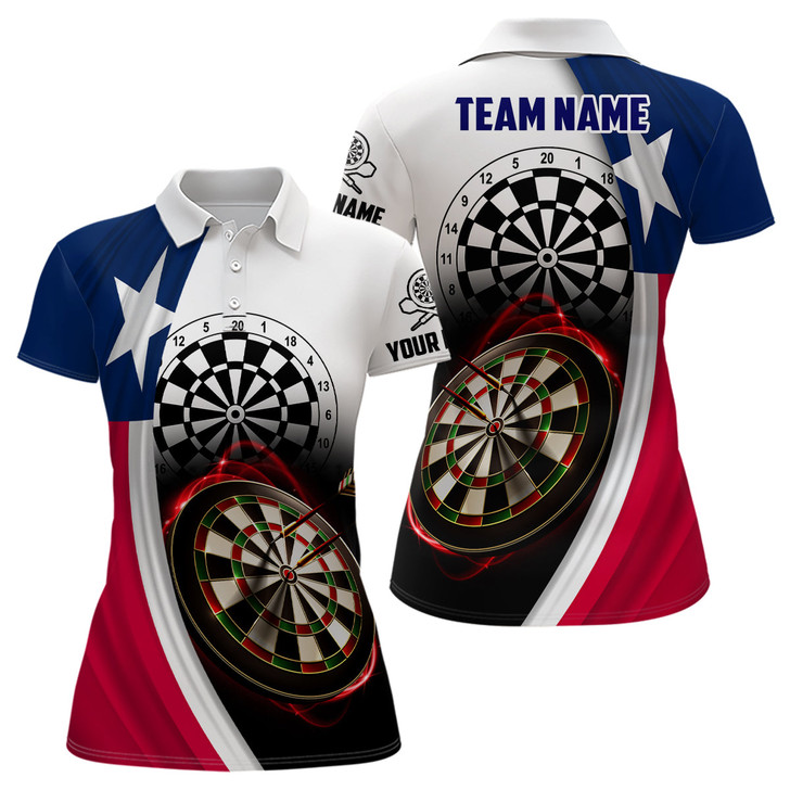Custom Texas Flag Womens Darts Polo Shirt Customized Darts Shirt For Dart Lover Women Dart Jersey LDT1289