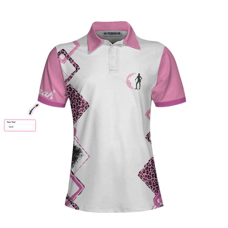 Custom Personalized Leopard Pattern Women Polo Shirt, Golf Act Like A Lady Custom Women Short Sleeve Shirt With Sayings, Best Gift For Golfers