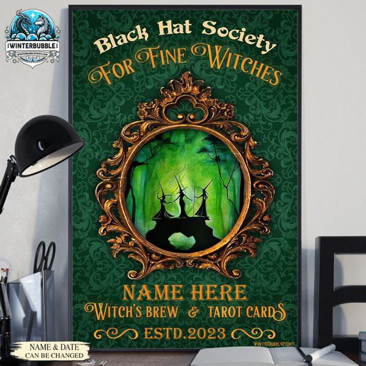 Custom Black Hat Society For Fine Witches Witch’s Brew Tarot Card Estd 2023 Halloween Customized Personalized Name/Number Poster and Canvas