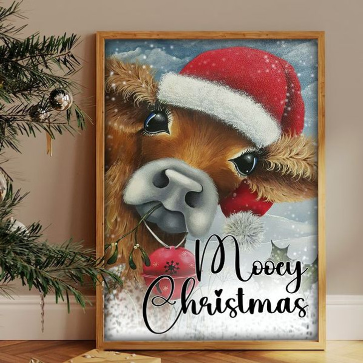 Mooey Christmas Funny Cow Poster and Canvas