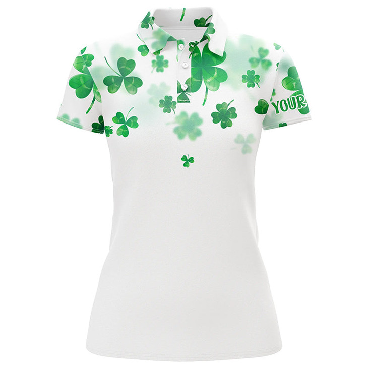 Custom 3D Green Clover St Patrick Golf Polo Shirt Custom Womens Golf Shirts Personalized Golf Tops LDT0989