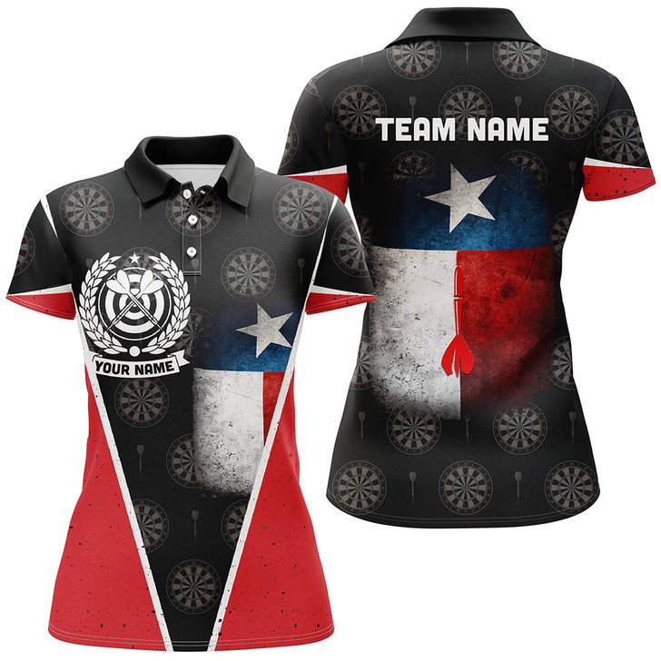 Custom Retro Texas Flag Darts Polo Shirt Custom Patriotic Darts Shirt For Women Dart Jerseys LDT1315