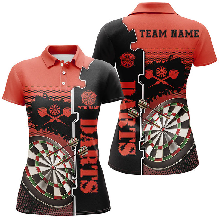 Custom Personalized Red Black Darts Polo Shirt Custom Darts Shirt For Women Darts Team Jersey LDT1294