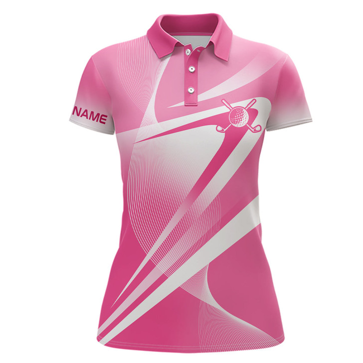 Custom  Pink White Custom Name Womens Golf Polo Shirts Personalized Golf Shirts For Women Golf Gifts LDT1321