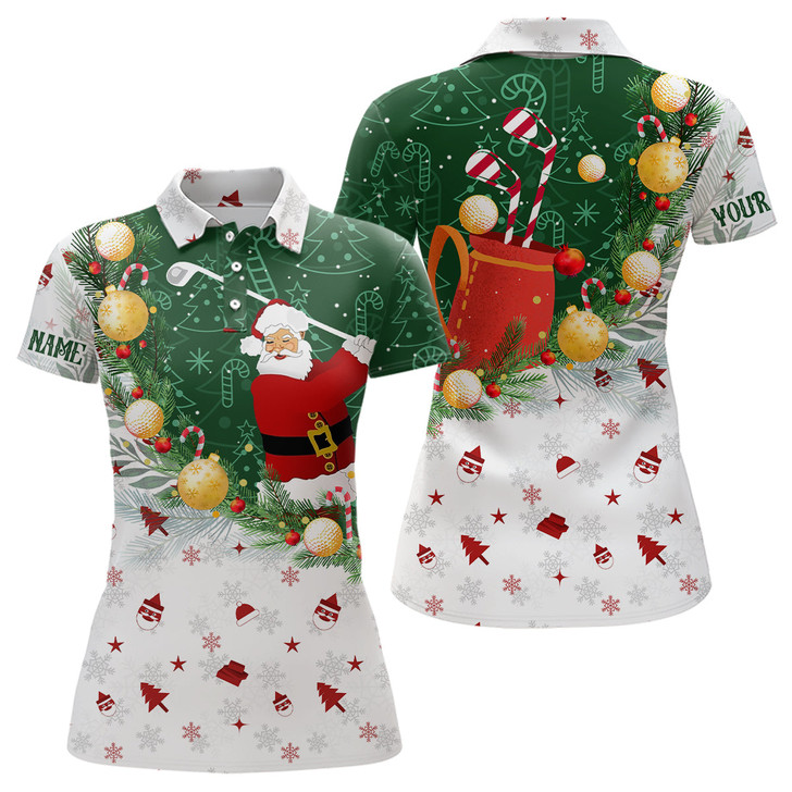 Custom Christmas Santa Playing Golf Womens golf polo shirts Custom Christmas golf outfit For Women Golf Gifts NQS8208