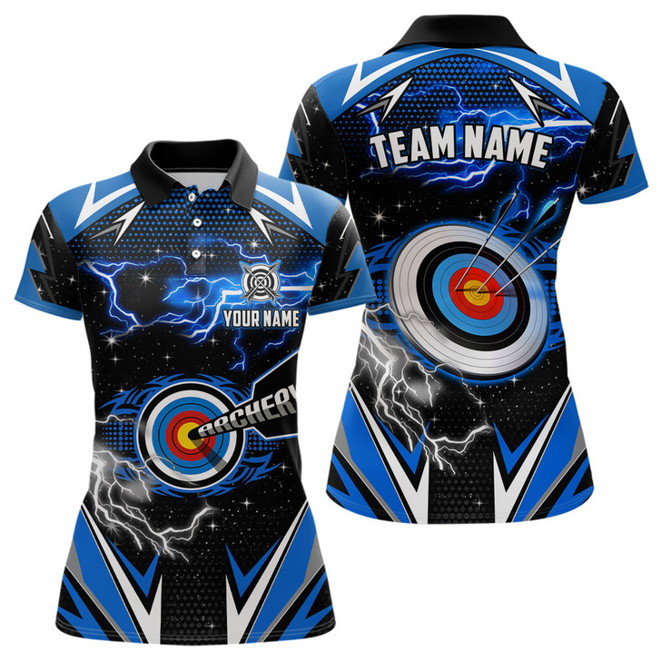 Custom Archery 3d Target Blue Jersey For Women Custom Name Archery Polo Shirts Team League Archery Shirts TDM1025