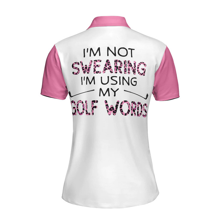 Pink Leopard Argyle Pattern Women Polo Shirt, I'm Not Swearing I'm Using My Golf Words Golf Short Sleeve Women Polo Shirt, Cool Gift For Female Golfers'