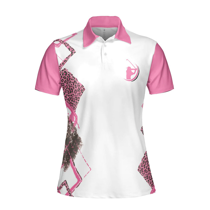 Pink Leopard Argyle Pattern Women Polo Shirt, I'm Not Swearing I'm Using My Golf Words Golf Short Sleeve Women Polo Shirt, Cool Gift For Female Golfers'