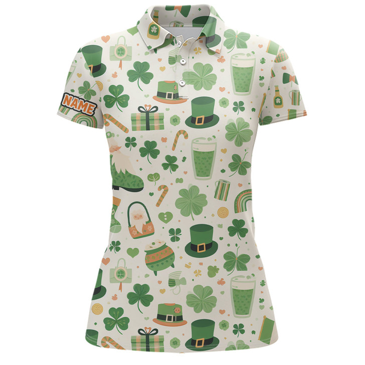 Custom St Patrick Day Seamless Womens Golf Polo Shirts Custom Green Golf Shirts For Women Golf Gifts LDT1313