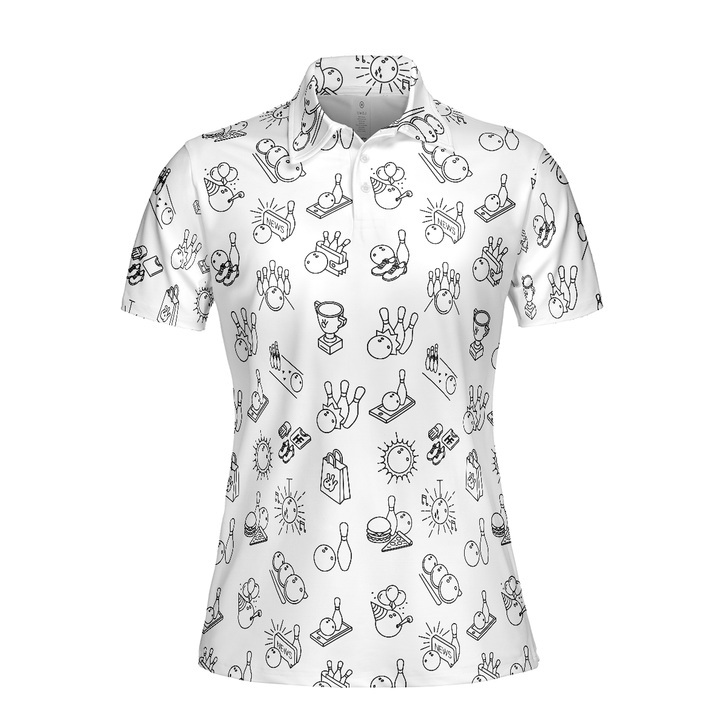 Bowling Women Polo Shirt, Bowling Pattern Short Sleeve Women Polo Shirt, Cool Bowling Polo Shirt For Female Bowlers, Best Bowling GIft Idea