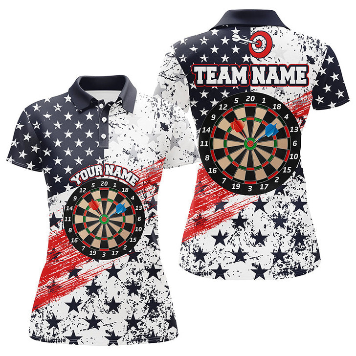 Custom Personalized American Flag Womens Darts Polo Shirts Custom Dart Shirts For Women Dart Team Jerseys VHM1109