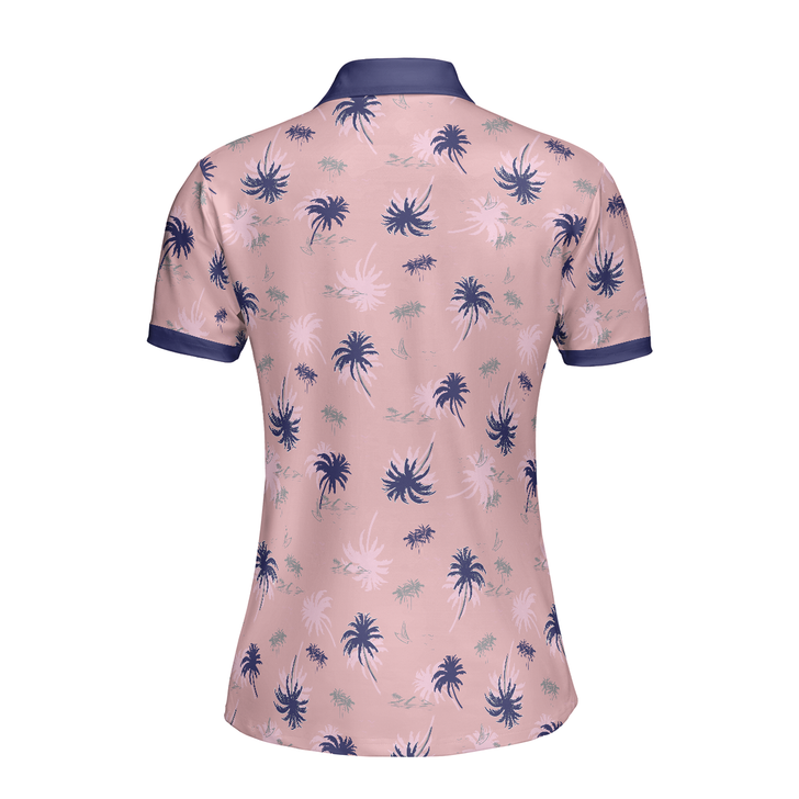 Tropical Palm Tree Pattern Shirt Short Sleeve Women Polo Shirt - Perfect Gift For Women