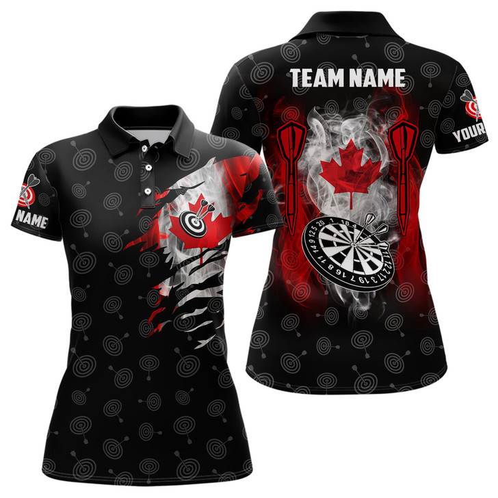 Custom Smoke Canada Flag Darts Polo Shirt Custom Patriotic Darts Shirt For Women Dart Jersey LDT1062