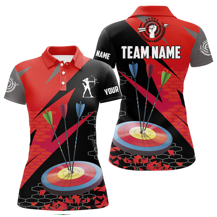 Custom Personalized Archery Arrows Polo 3d Shirts For Women Custom Hunting Bow Archery Jerseys Shirts |Red TDM1235